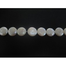 White Flat Round Pearls 13mm