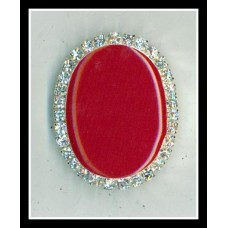 Red Brooch with Diamonte Surround