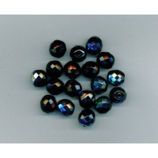 Bohemian Glass 10mm Round Black Beads with AB