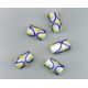 Indian Lampwork Beads White Tube with Blue & Yellow Detail
