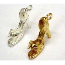 High Heel Charm with Bow in Silver