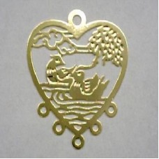 Gold Plated Laser cut Pigeons Heart 1 pair