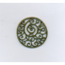 Brass Ox Round Filigree Pendant
