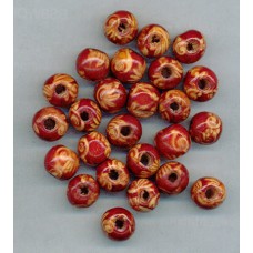 Balinese Wooden Beads Red Round