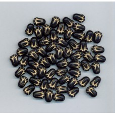 Bohemian Glass Black & Gold Tulip Bead