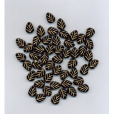 Bohemian Glass Black & Gold Leaf with Gold Detail