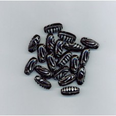 Bohemian Glass Black Tube with Silver Stripes