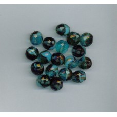 Bohemian Glass Blue-Brown Facetted 10mm Rounds