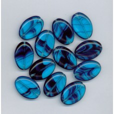 Bohemian Glass Blue Oval with Stripes