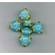 Indian Lampwork Beads Blue Saucer with Yellow Flowers