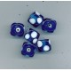 Indian Lampwork Beads Blue Cube with White Spots