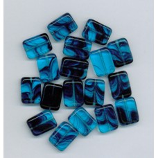 Bohemian Glass Blue Rectangle with Stripes