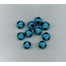 Indian Lampwork Beads Blue with Black Polkadots