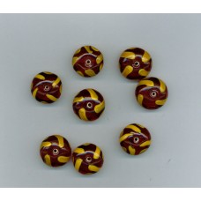 Indian Lampwork Beads Brown Saucer with Orange Detail