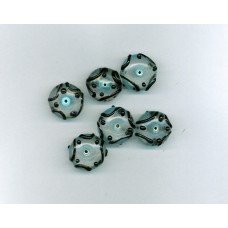 Indian Lampwork Beads Clear Saucer with Blue & Black Detail