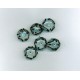 Indian Lampwork Beads Clear Saucer with Blue & Black Detail