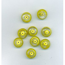 Indian Lampwork Beads Clear Saucer with Yellow Swirls