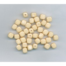 Czech Marbled Cream Cube Beads