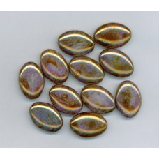 Czech Flat Oval Beads Purple & Gold