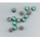 Czech Turquoise & Bronze Facetted Bead
