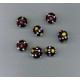 Indian Lampwork Beads Dark Red with Yellow & White Dots