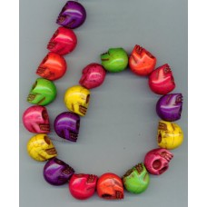 Multi-Coloured Turquoise Skulls 22mm