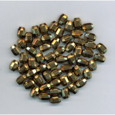 Czech Bronze Facetted Barrel Bead