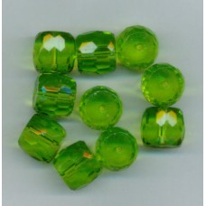Czecg Olivine Facetted Flat-Top Barrel Bead