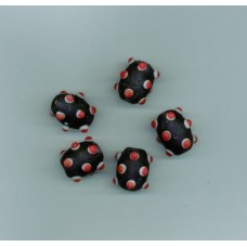 Indian Lampwork Beads Frosted Blue with Red Dots