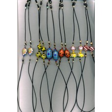 Handmade Black Leather Glasses Chains With Fancy Beads