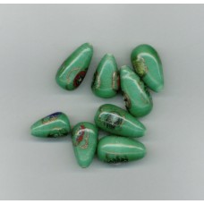 Indian Lampwork Green Teardrop with Milifiori Detail