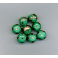 Indian Lampwork Beads Green with Red & Gold Detail