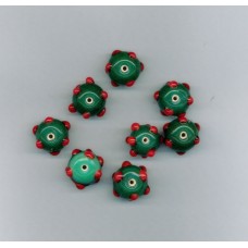 Indian Lampwork Beads Green with Red Spots