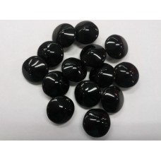 Bohemian Glass Black Button-Shaped Beads
