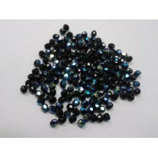 Bohemian Glass 4mm Rounds Black with AB