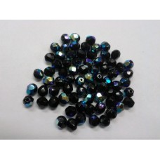 Bohemian Glass 6mm Rounds Black with AB