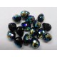Bohemian Glass Facetted Teardrop in Black with AB