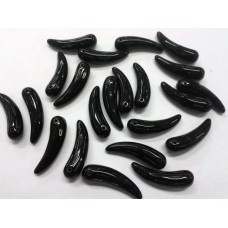 Bohemian Glass Black Tooth Bead