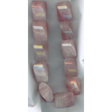 Rose Quart Large Facetted Twist Beads