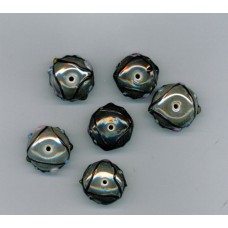 Indian Lampwork Beads Metallic Silver with Pink Roses