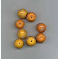Indian Lampwork Beads Orange with Grey Detail