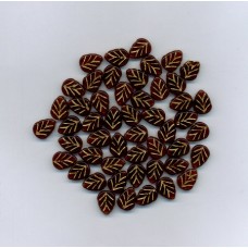 Red-Brown Glass Leaf with Gold Detail