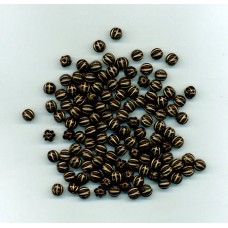 Bohemian Glass 4.5mm Round Black Beads with Gold Detail