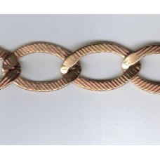 Raw Brass Chain Oval links with stripes 1 meter
