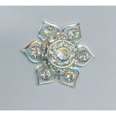 Swarovski Crystal Diamonte Flower Large Silver
