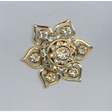 Swarovski Crystal Diamonte Flower Large Gold