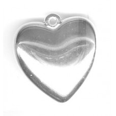 28mmPUFFED SHINEY SILVER HEART