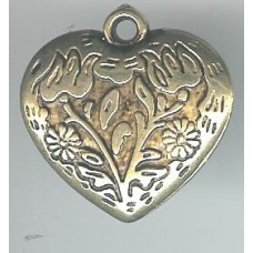 W539 double sided brass heart