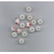 Indian Lampwork Beads Frosted White with Red Polkadots