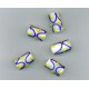 Indian Lampwork Beads Opaque White Tube with Yellow Detail
